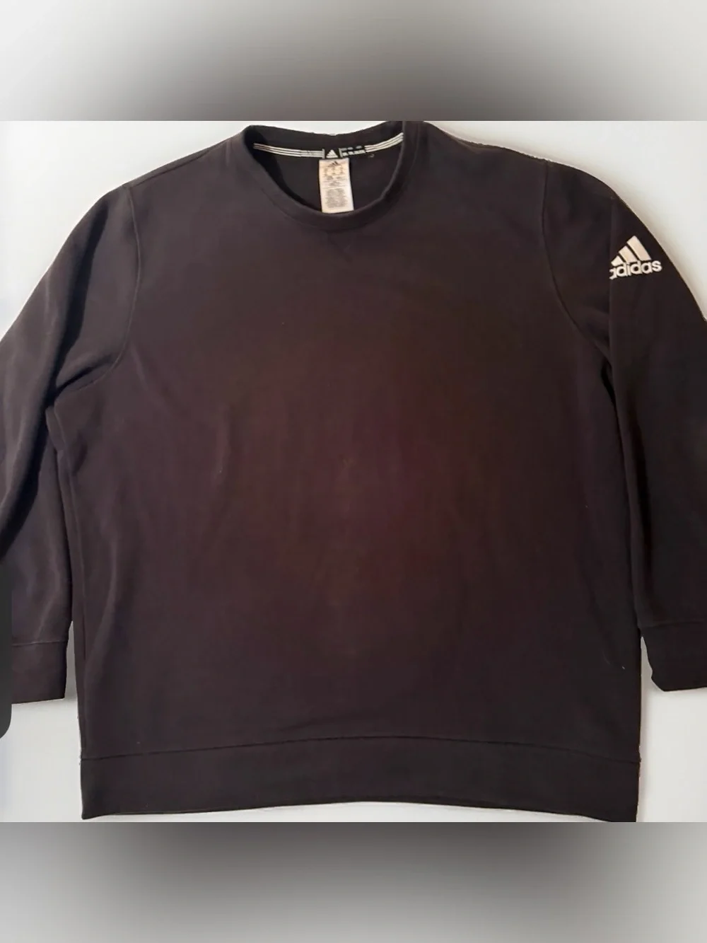 ADIDAS Men's Black Long Sleeved Crew Neck Sweatshirt 2XL Sleeve Logo
